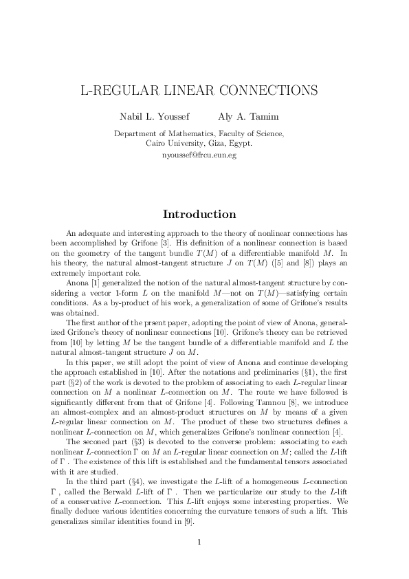 (PDF) L-REGULAR LINEAR CONNECTIONS
