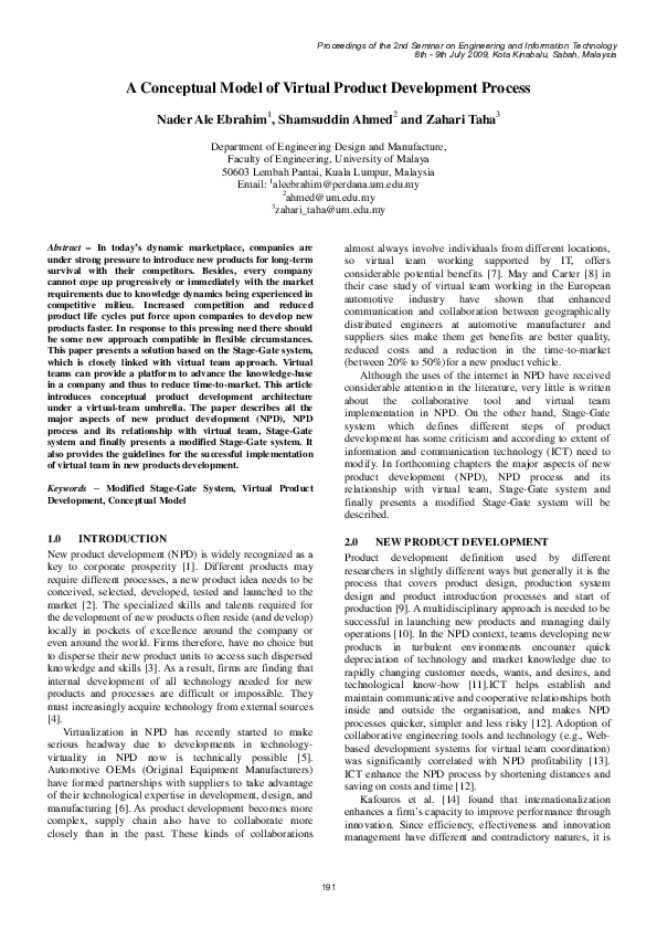 (PDF) A Conceptual Model of Virtual Product Development Process