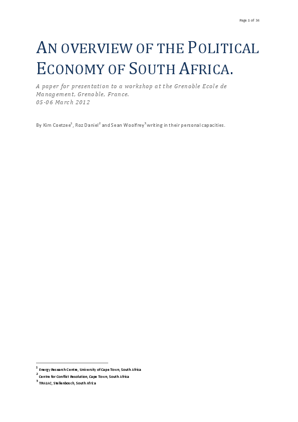 PDF) An overview of the political economy of South Africa