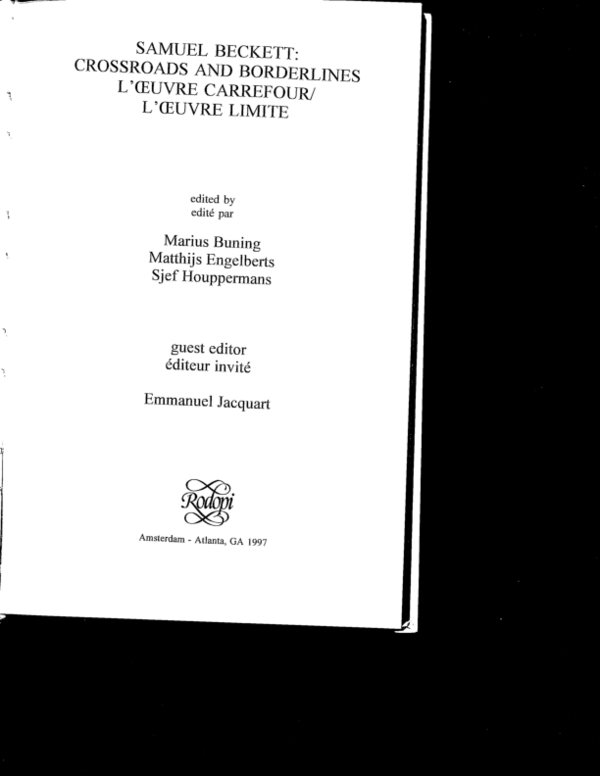 (PDF) Beyond Paradox and Perplexities In Textes Pour Rien: A ...