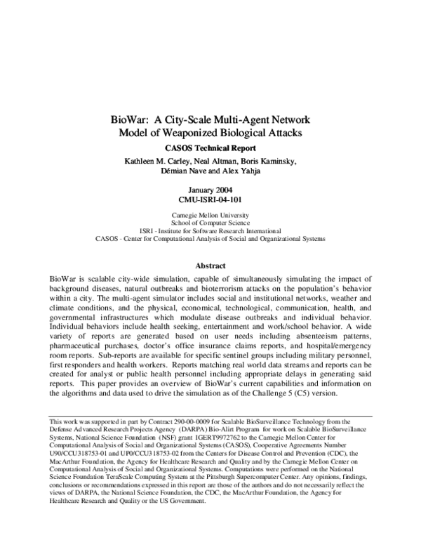 (PDF) BioWar: A city-scale multi-agent network model of weaponized ...