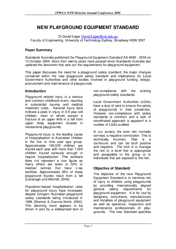 (DOC) New playground equipment standard David Eager Academia.edu