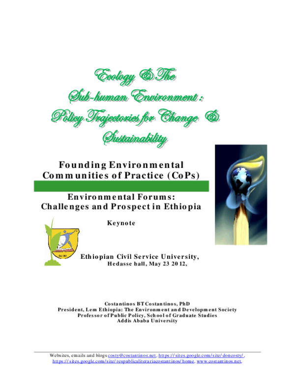 (PDF) Ecology & The Sub-human Environment : Policy Trajectories for ...