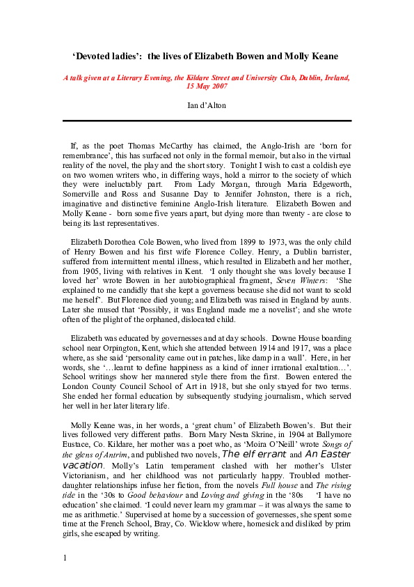 Molly keane margery latimer essay 03 image