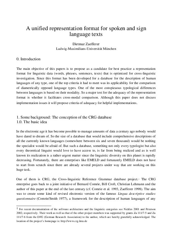 (DOC) A unified representation format for spoken and sign language texts