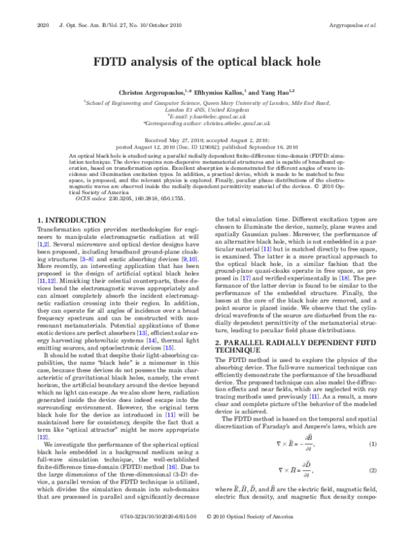 (PDF) FDTD analysis of the optical black hole