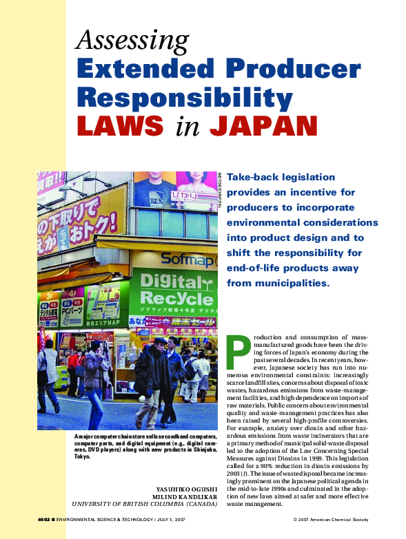 (PDF) Assessing extended producer responsibility laws in Japan Milind