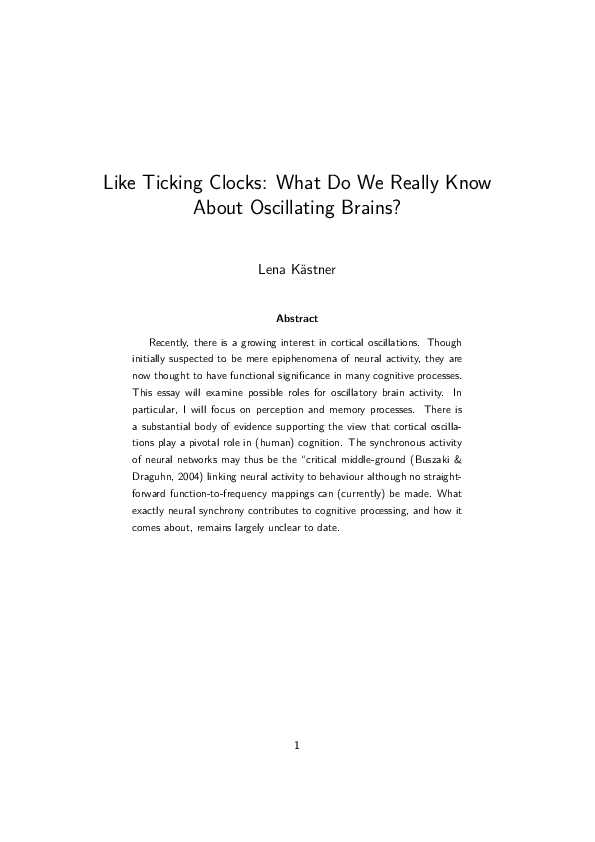 (PDF) Like Ticking Clocks What Do We Really Know About Oscillating