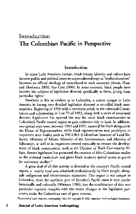 (PDF) Introduction: the Colombian Pacific in perspective