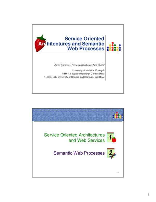 (PDF) Service Oriented Architectures and Semantic Web Processes