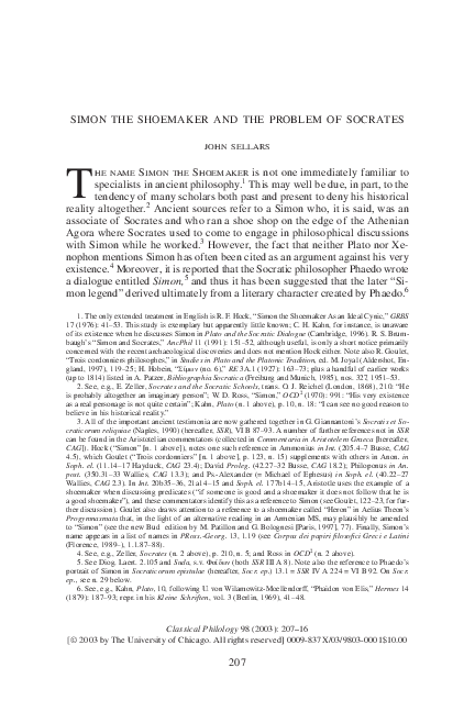 (PDF) Simon the Shoemaker and the Problem of Socrates