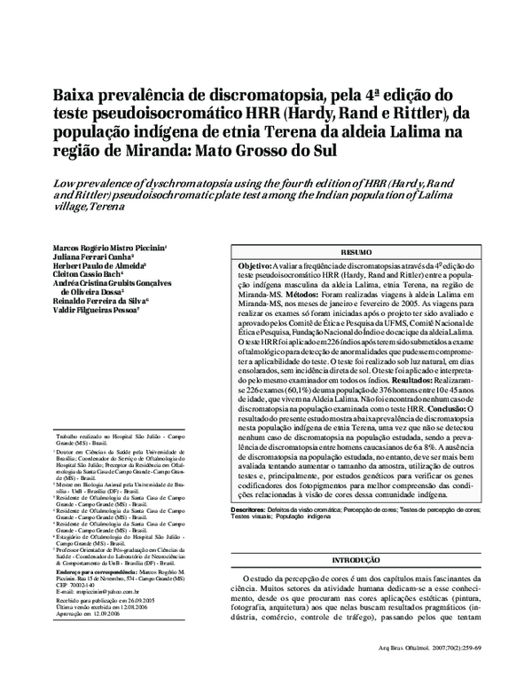 (PDF) Baixa prevalência de discromatopsia, pela 4ª edição do teste ...