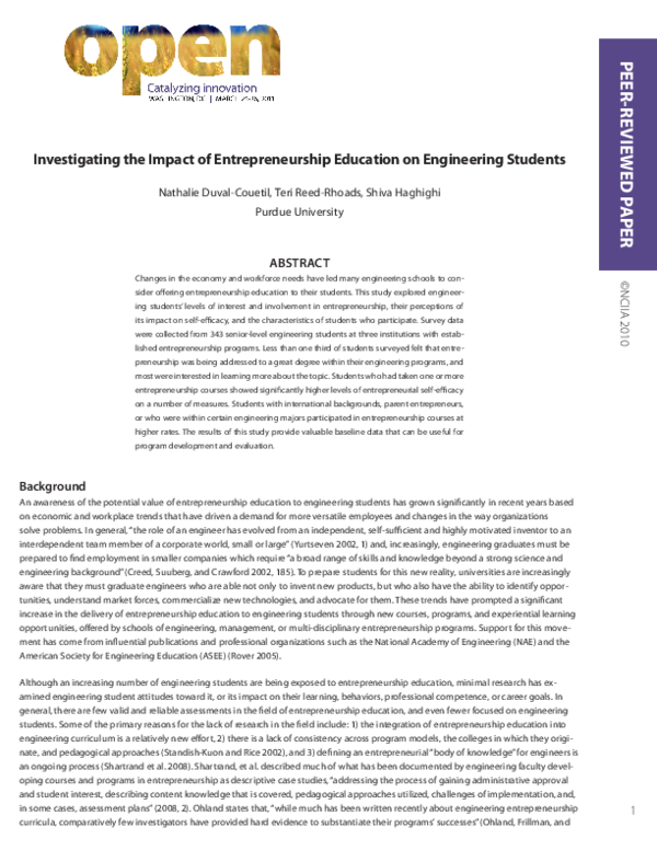(PDF) Investigating the Impact of Entrepreneurship Education on ...