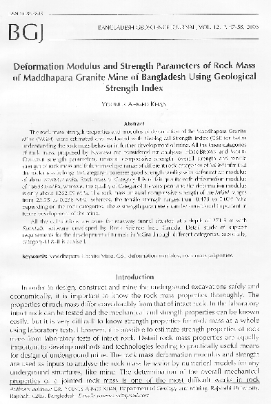 (PDF) Deformation Modulus and Strenght Parameters of Rock Mass of ...