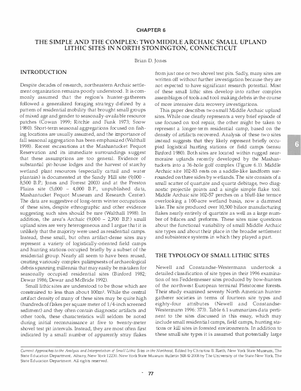 (PDF) THE SIMPLE AND THE COMPLEX Two Middle Archaic Small Upland