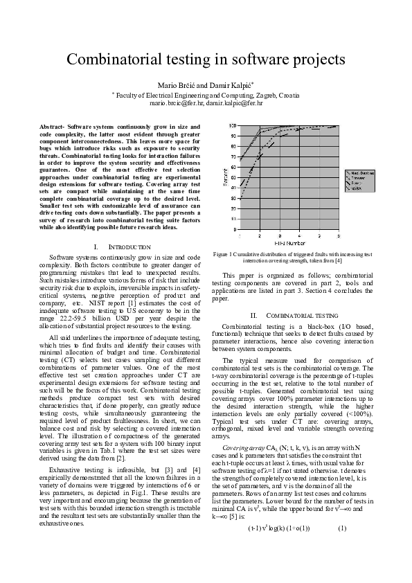 (PDF) Combinatorial testing in software projects