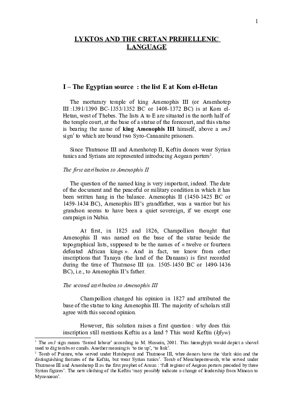 (DOC) Lyktos and the Cretan Prehellenic language (part 1)
