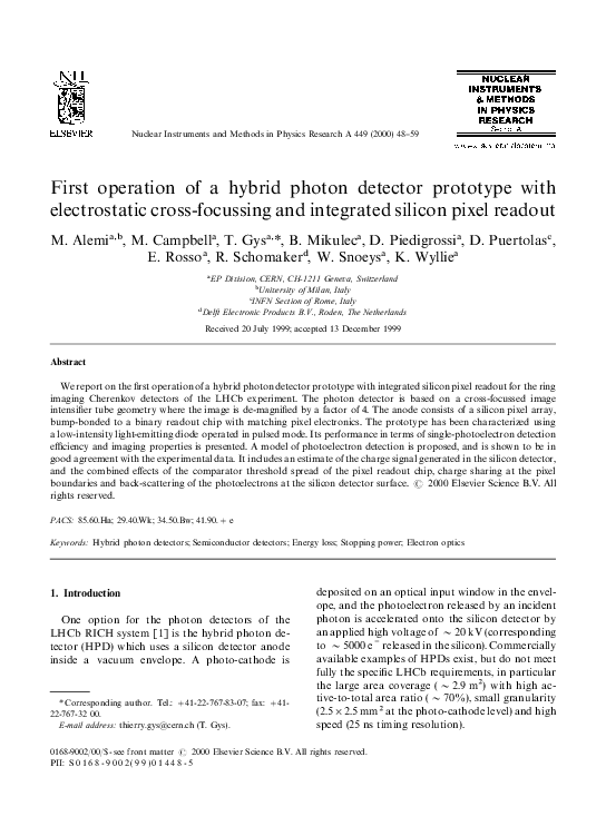 (PDF) First operation of a hybrid photon detector prototype with ...