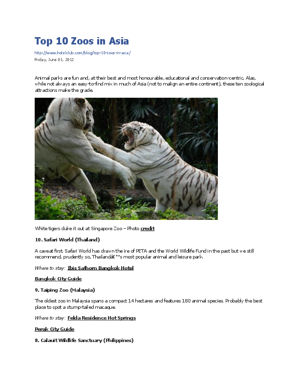 (PDF) 10 Top Zoos in Asia Mohd Tajuddin Abdullah, PhD, FASc