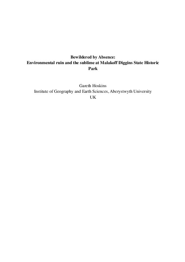 (PDF) Bewildered by Absence Environmental ruin and the sublime at