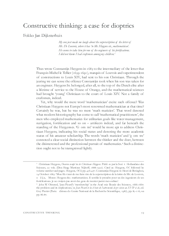 (PDF) Constructive Thinking: A Case for Dioptrics