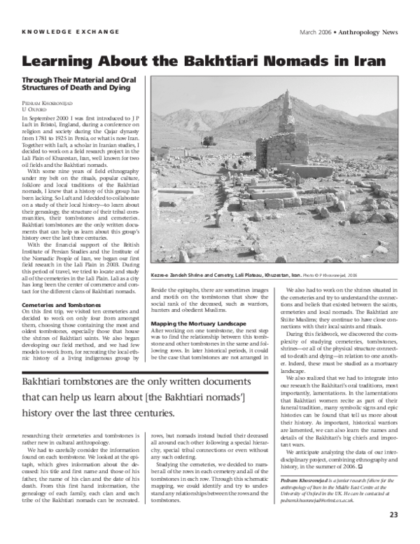 (PDF) Learning About the Bakhtiari Nomads in Iran Through Their ...