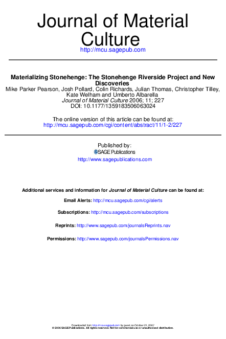 First page of “Materializing Stonehenge”