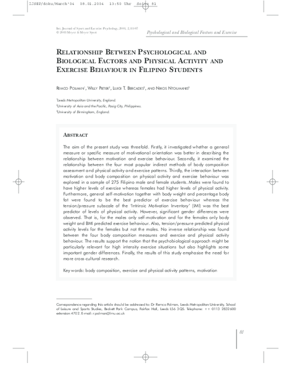 (PDF) Relationship between psychological and biological factors and ...