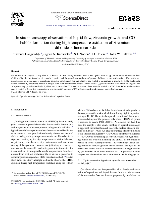 (PDF) In situ microscopy observation of liquid flow, zirconia growth