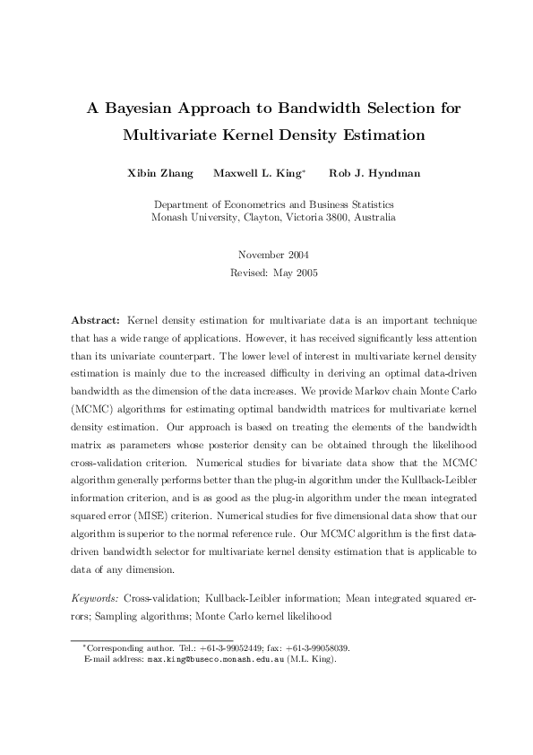 (PDF) A Bayesian Approach to Bandwidth Selection for Multivariate ...