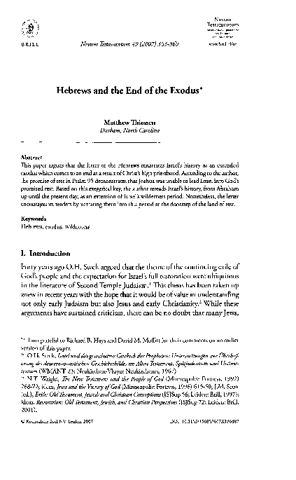 (PDF) Hebrews and the End of the Exodus