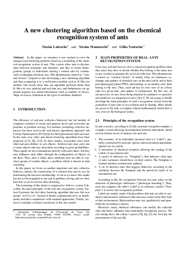 (PDF) A new clustering algorithm based on the chemical recognition ...