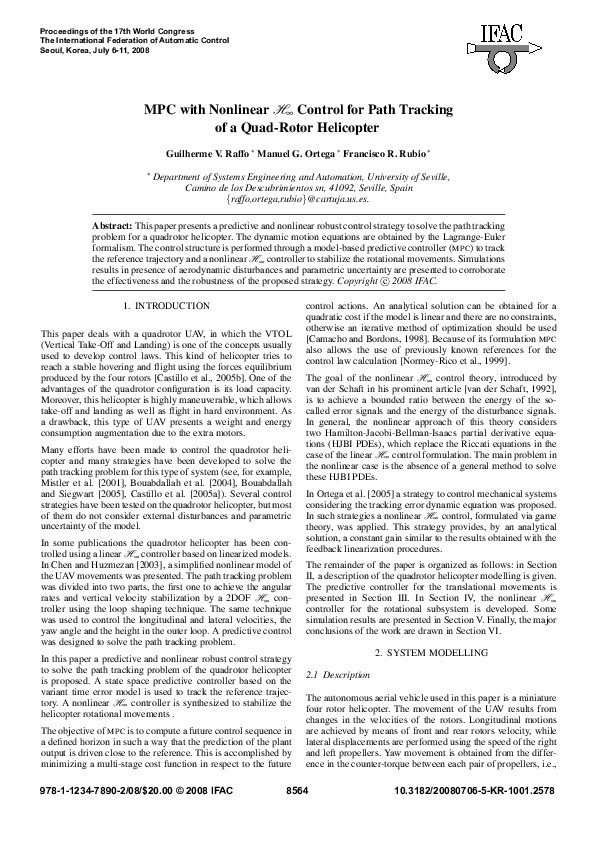 (PDF) MPC with Nonlinear H∞ Control for Path Tracking of a Quad-Rotor ...