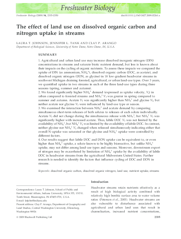 (PDF) The Effect of Land Use on Dissolved Organic Carbon and Nitrogen ...