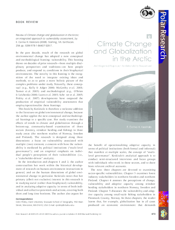  pdf climate change and globalization in the arctic an integrated
