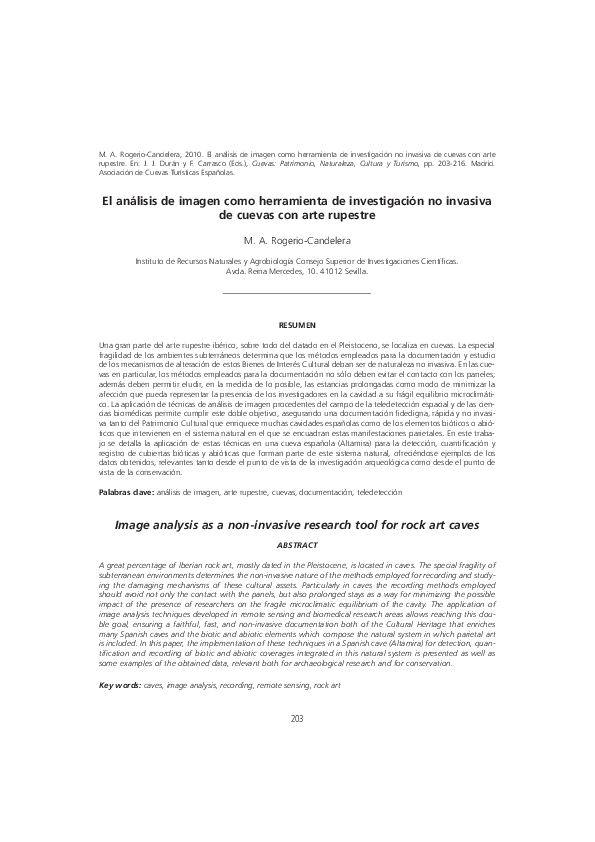 Image analysis as a non-invasive research tool for rock art caves