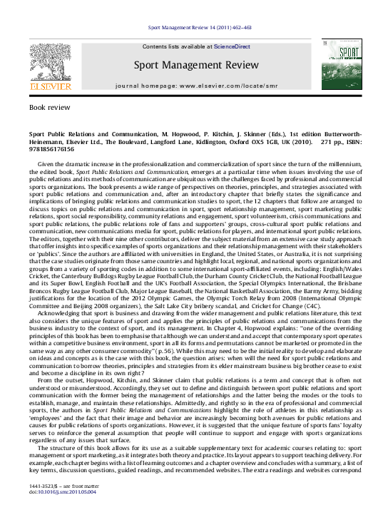 (PDF) Sport Public Relations and Communication Maria Hopwood and