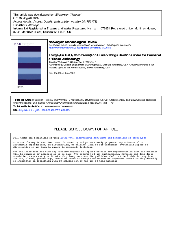 Pdf Things Are Us A Commentary On What Comes Under The Banner Of