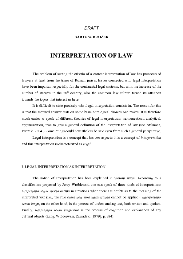 (PDF) “Interpretation of Law”, Encyclopedia of Jurisprudence, Legal