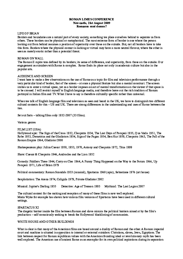 (DOC) Romanes eunt domus?