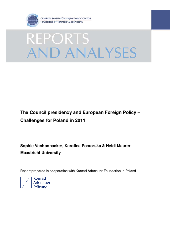 (PDF) The Council Presidency and European Foreign Policy - Challenges ...