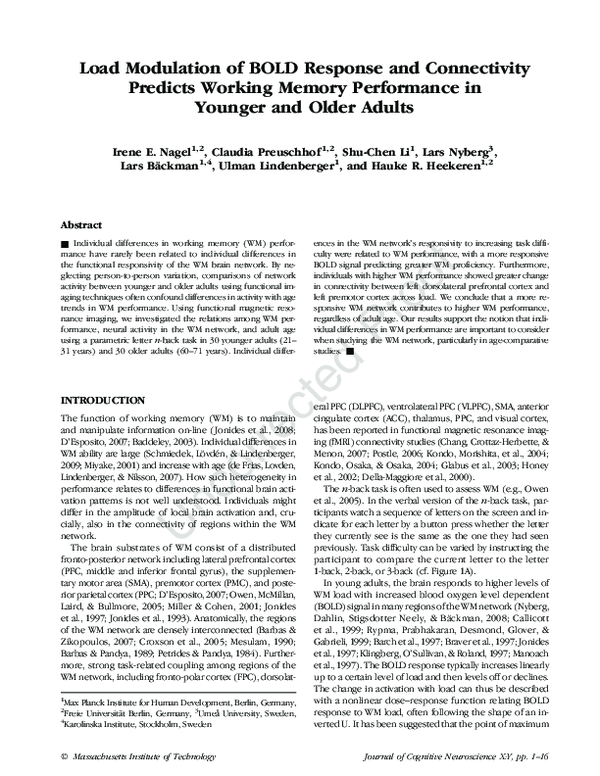 (PDF) Load Modulation of BOLD Response and Connectivity Predicts ...