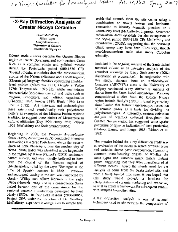  pdf 2007 x ray diffraction analysis of greater nicoya ceramics