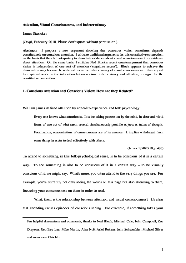 (PDF) Attention, Visual Consciousness, and Indeterminacy