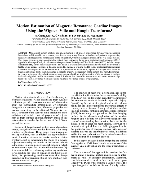 (PDF) Motion Estimation of Magnetic Resonance - Cardiac Images using ...