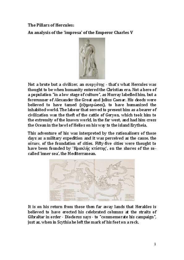 (PDF) The Pillars of Hercules An analysis of the 'impresa' of the