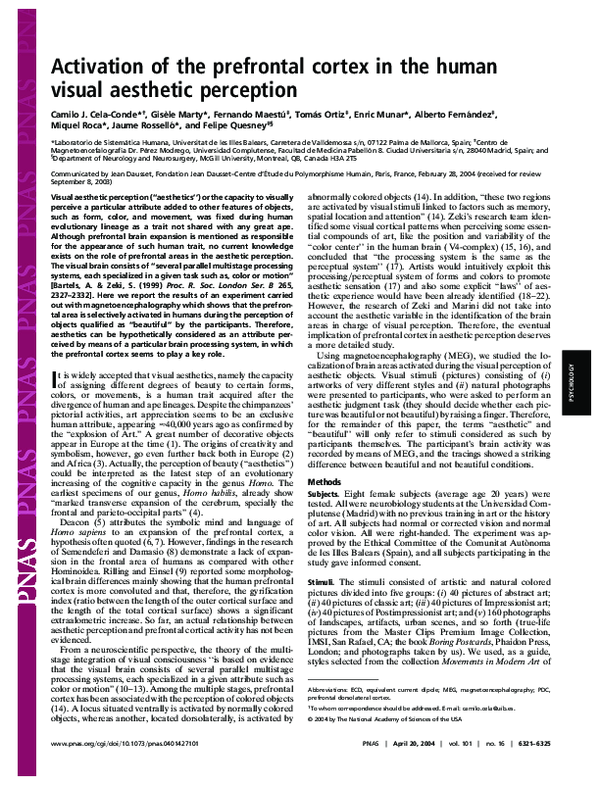 (PDF) Activation of the prefrontal cortex in the human visual aesthetic ...