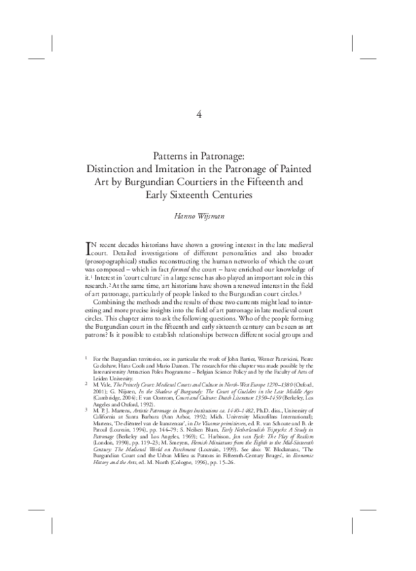 (PDF) Patterns in Patronage. Distinction and Imitation in the Patronage ...