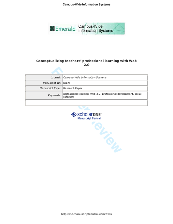 (PDF) Conceptualising teachers' professional learning with Web 2.0