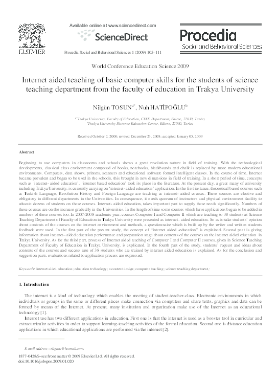 (PDF) Internet Aided Teaching Of Basic Computer Skills For The Students ...